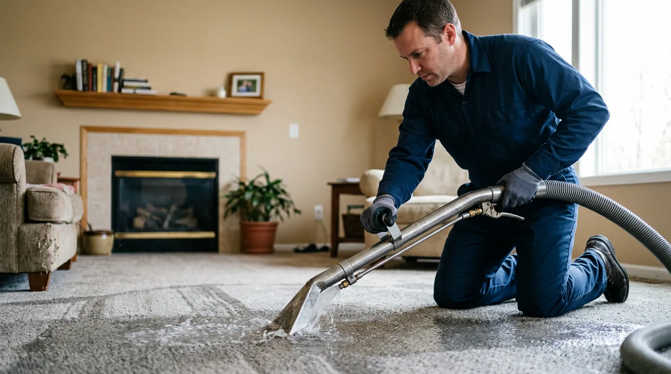Water damage restoration technician working near Harrington Park, NJ